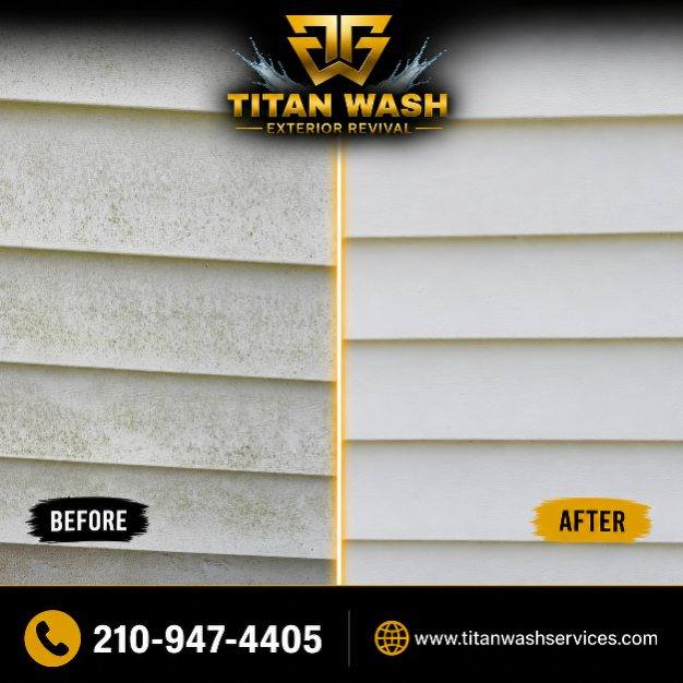 Siding before and after Titan Wash house softwashing