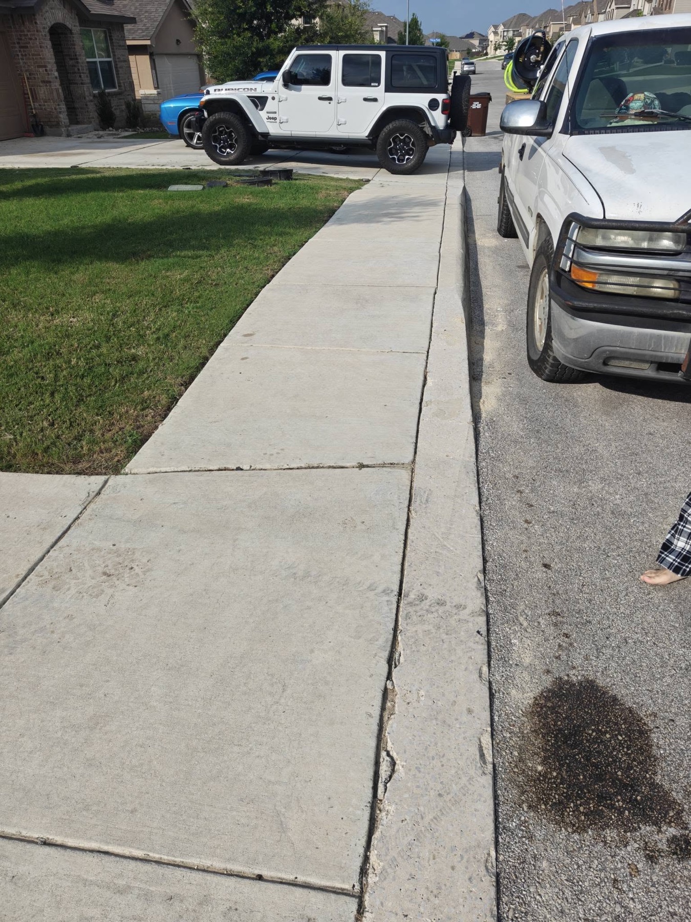 Residential sidewalk before pressure washing